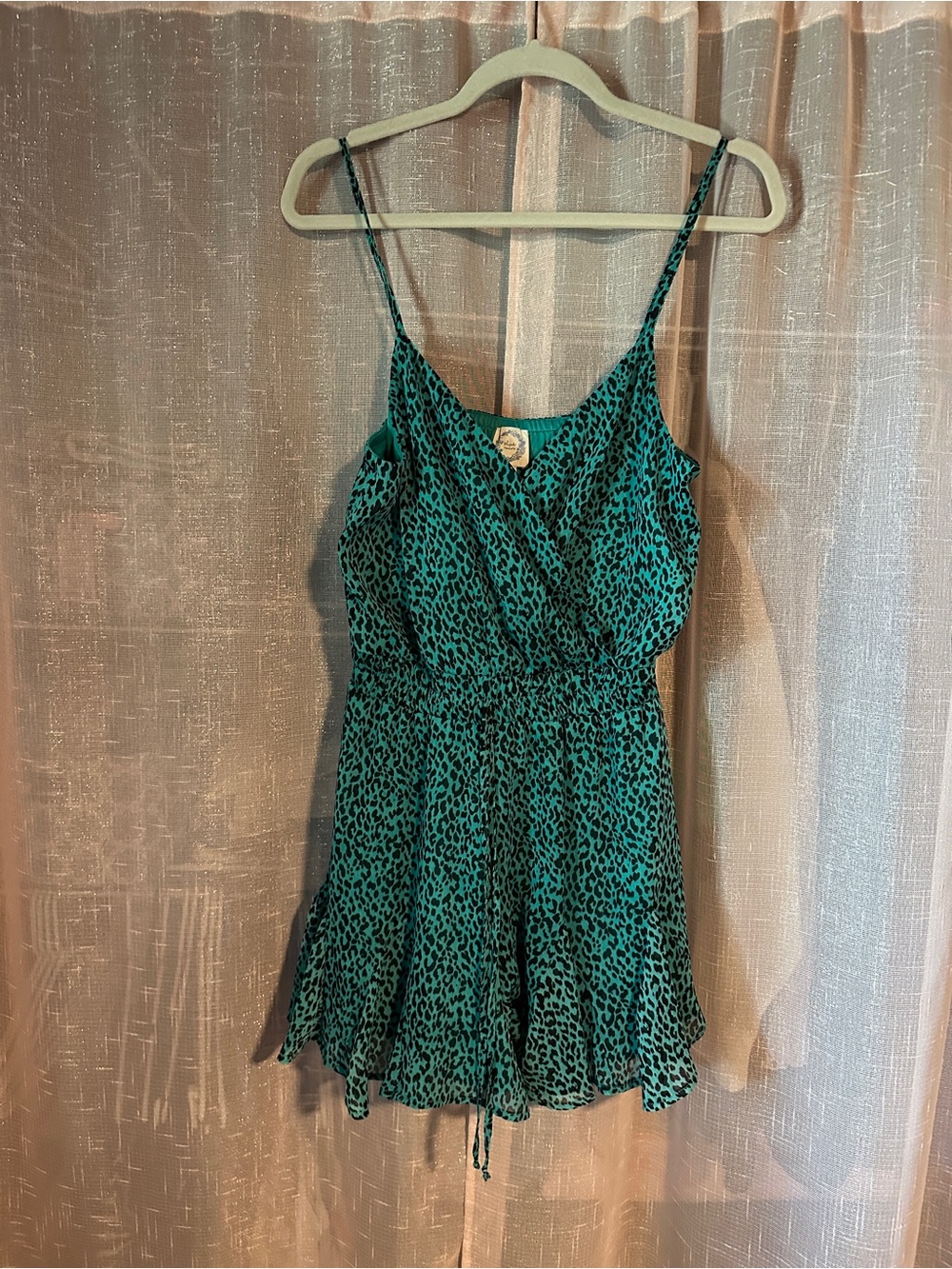 Blue Rain Teal Animal-Print Spaghetti-Strap Romper